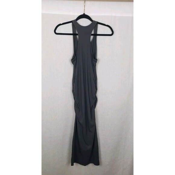 Michael Stars Dress Racerback Midi Bodycon Hunter Green MP Ruched Party Sexy - Picture 2 of 5